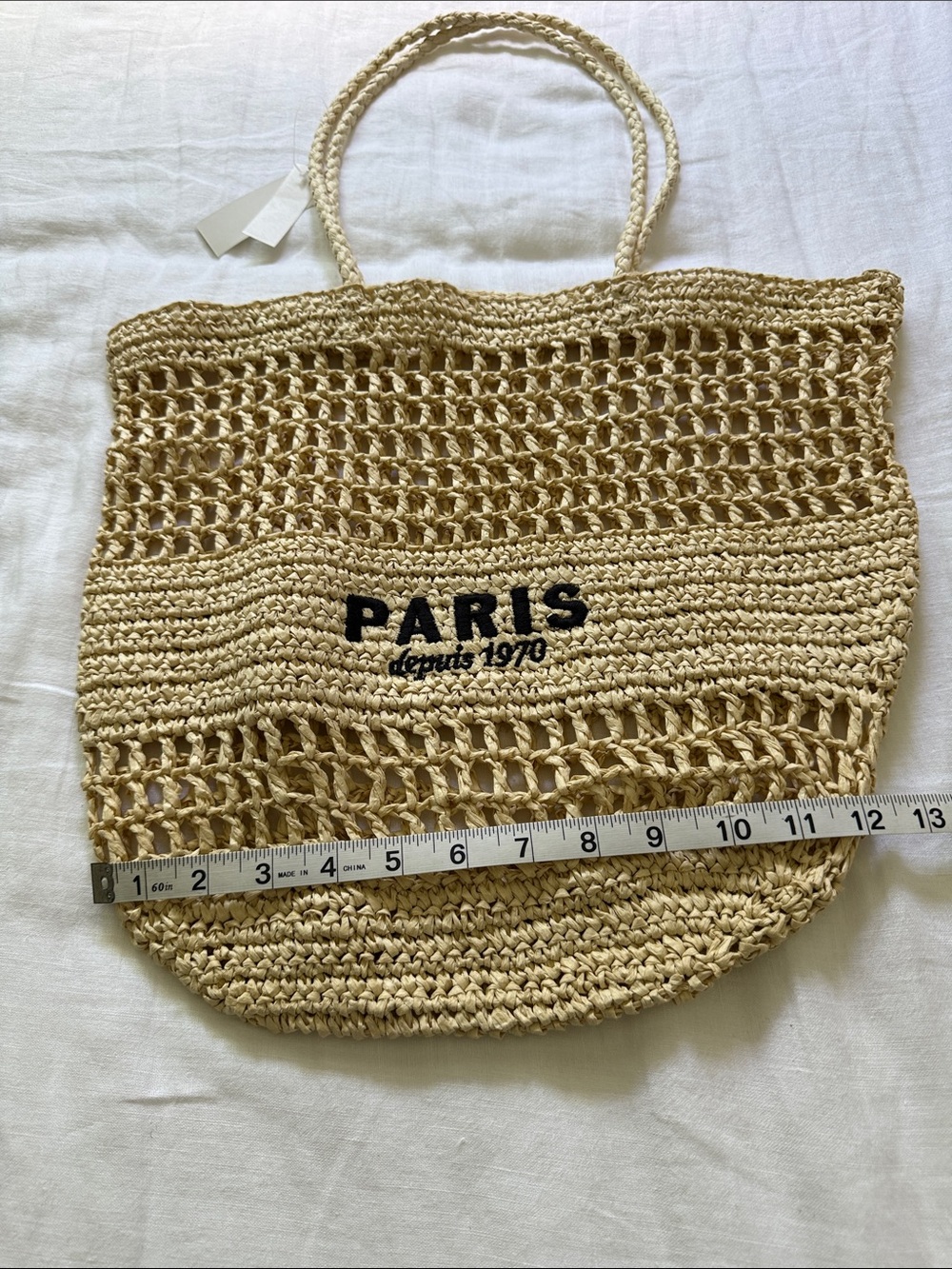 H&M Beige Crochet 'PARIS' Logo Tote Bag - Picture 5 of 11